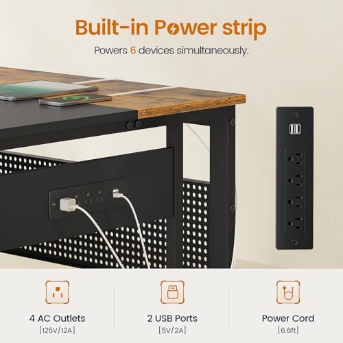 UPOSOJA 71" L Shaped Executive Desk, Office Desk with Storage Drawers - Image 4