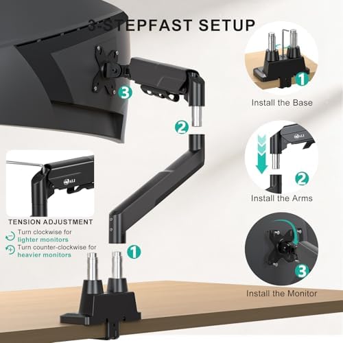 WALI Longer Dual Monitor Arm for 13-43 inch Curved Screens, 33 lbs per Arm - Image 6