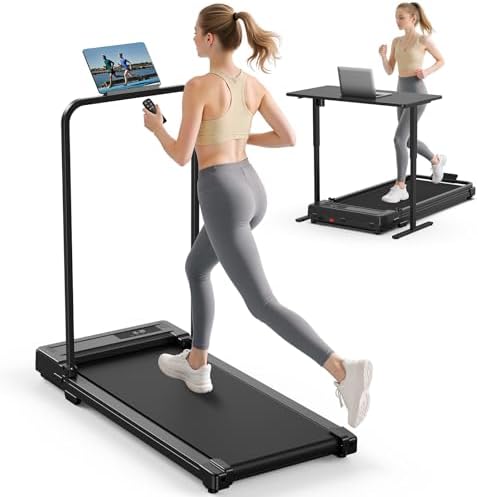 Walking Pad Treadmill for Home - Folding Treadmills with Handle Bar Portable Compact Fold up Indoor Foldable Handles Electric Walk Pads Small Spaces Mini Running Quiet Under Bed Office by Unknown
