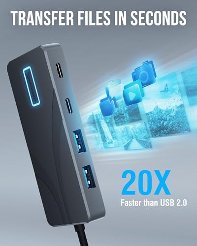 SABRENT 5-in-1 USB-C Hub, 10Gbps, 4K HDMI, 80W Laptop Charging (HB-TG5P) - Image 6