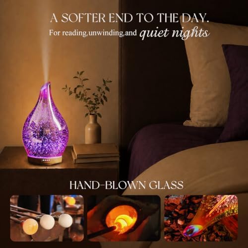 Porseme 280ml Remote Essential Oil Diffuser 3D Glass Ultrasonic Mist 7H - Image 5