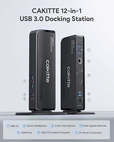 USB 3.0 Docking Station Dual Monitor, Universal Laptop Docking Station for MacBook & Windows - Image 2