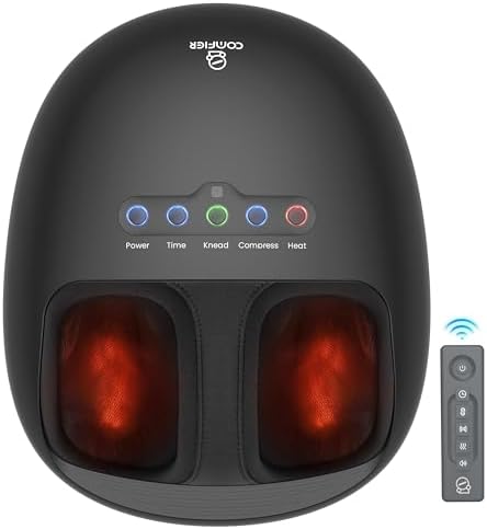 COMFIER Shiatsu Foot Massager with Heat for Plantar Fasciitis Neuropathy, Deep Kneading Vibration Feet Massager for Mom Dad Men Women-Home Office Use by COMFIER
