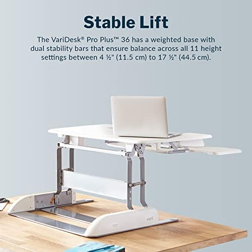 Vari Pro Plus 36 Standing Desk Converter – Spring-Loader Lift – White - Image 3