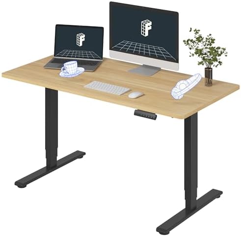 FLEXISPOT E6 3-Stage Dual Motor Electric Standing Desk 55 x 28 Sit Stand Up Desk, Holds 220 lbs, Adjustable Height w/Memory Presets, One-Piece Maple Desktop & Black Frame, Ships in 2 Boxes by Unknown