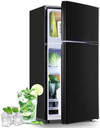 DEMULLER 2.4 Cu.Ft Small Refrigerator with Freezer Mini Fridge Removable Plastic Shelves Ideal for Apartment,Dormitory Black by DEMULLER
