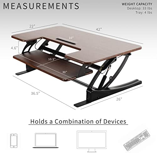 VIVO Dark Walnut 42 in Standing Desk Converter, DESK-V000VLD - Image 3