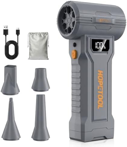 Electric Air Duster, 150,000 RPM Brushless Cordless Dust Remover with Digital Display, Rechargeable Compressed Air Cleaner for PC, Keyboard, Camera, Car, Gift by Hopetool