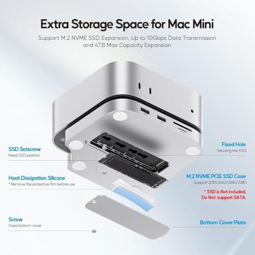 Mac mini M6, M5 Pro, M4/ M4 Pro Hub & Dock with HDMI 4K & 8TB M.2 SSD Case - Image 6