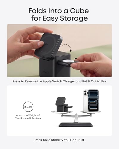 Anker 3-in-1 Cube MagSafe Compatible Qi2 15W Foldable Charging Station - Image 7