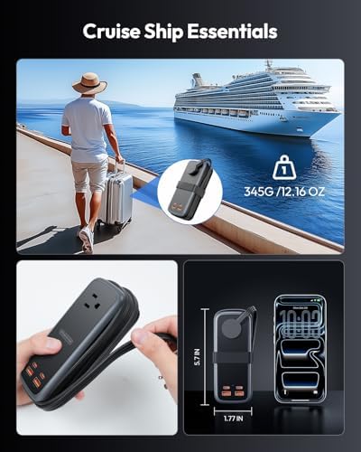 NTONPOWER 100W GAN Ultra Travel Power Strip, 7-in-1 USB C Charging Station with 3 Outlets 4 USB (2 Fast Charge)& 5FT Extension Cord, Compact Desktop Charger for MacBook, iPhone, Cruise, Office, Black - Image 4