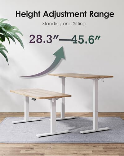 TIQLAB Height Adjustable Electric Standing Desk, 40 x 24 inch, Sit Stand Up Desk, Splice Board, Computer Home Office Desk, Maple Top - Image 4