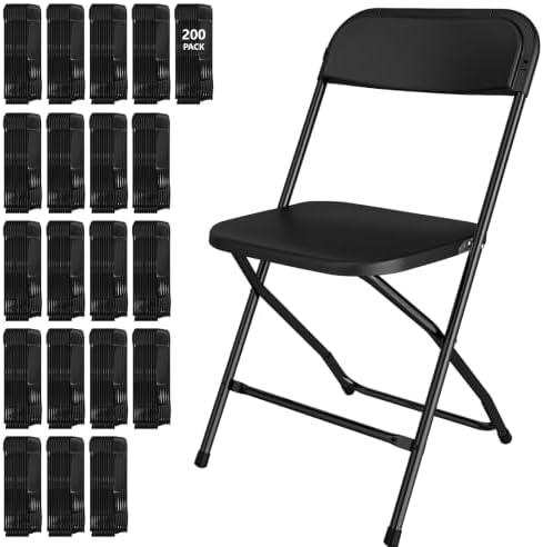 200 Pack Black Folding Chairs for School Events Wedding Party Picnic by IWDOO