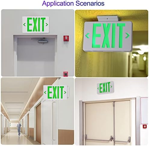 TANLUX Green Exit Sign, LED Emergency Exit Light with Battery Backup, UL Listed, AC 120/277V, Hardwired Exit Signs with Emergency Lights, Commercial Emergency Lights for Business - 4 Pack - Image 6