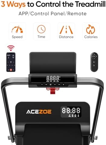 Acezoe Walking Pad with 10% Incline & Dual LED Display,4 in 1 Foldable Treadmill for Home Small Office, Compact Under Desk Treadmill with Handle bar,APP & Remote, 300 lbs Capacity - Image 5
