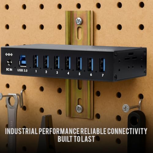 Kingwin 7-Port USB 3.0 Hub Offers 5Gbps speeds, Powered Expansion, and a Durable mountable Aluminum Design. Ideal for PC, Laptop, POS, and Server Racks. Plug & Play. - Image 2