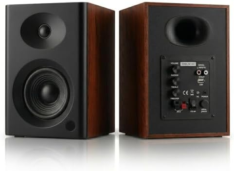 4-Inch Powered Bluetooth Bookshelf Speakers, Black by NSYAudio
