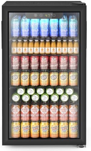 Electactic Mini Fridge 130 Can Beverage Refrigerator Cooler, 3.2 Cu.Ft Drink Fridge for Soda Wine Beer, Adjustable Temperature Control for Home Office, Black by Electactic