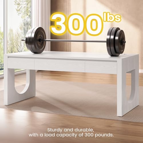 SEDETA 55" Modern Executive Office Desk with 3 Drawers, White - Image 6