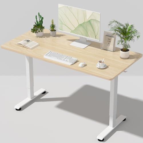 Veken 55 Inch Large Electric Standing Desk, Gaming Table, Nature by Veken