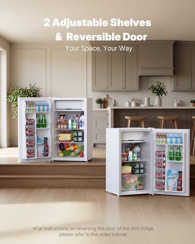 Upstreman 3.2 Cu.Ft Mini Fridge with Freezer, White-BR321 - Image 5