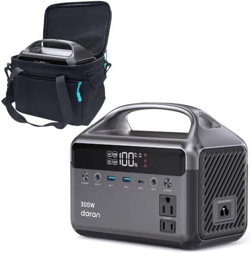 Portable Power Station 192Wh(60,000mAh) with Bag, 300W (600W surge)Power Bank LiFePO4 Battery Backup, Compact Solar Generator 6-Port Design w/2 AC Outlets for Home,RV, Hurricane, Camping,Emergency by DARAN