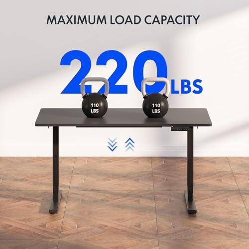FLEXISPOT E6 3-Stage Dual Motor 60 x 24 Electric Standing Desk Sit Stand Up Desk, Holds 220 lbs, Adjustable Height w/Memory Presets, One-Piece Black Desktop & Black Frame, Ships in 2 Boxes - Image 4