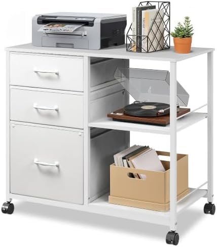 DEVAISE 3 Drawer Mobile File Cabinet, Fabric Lateral Filing Cabinet by DEVAISE