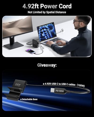 TOPADRE 240W USB C Charger with Display,6 Ports Charging Station - Image 5