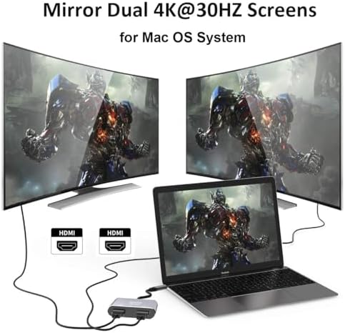 Selore&S-Global USB C to Dual HDMI Adapter 4K @60hz, Type C to HDMI Converter for MacBook Pro Air 2020/2019/2018,LenovoYoga 920/Thinkpad T480,Dell XPS 13/15/17,etc - Image 3