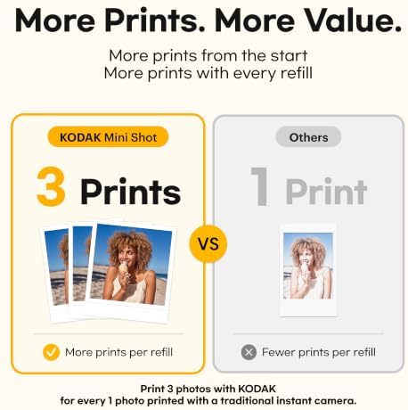 KODAK Mini Shot 3 Retro 3x3 Instant Camera, Photo Printer, 8 Sheets, White - Image 3