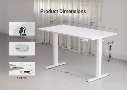 YDN 55 x 24 Inch White Electric Standing Desk - Image 3