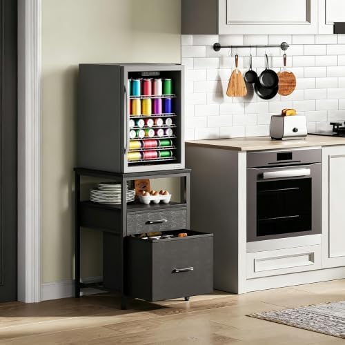 Herture Mini Fridge Stand, Small Refrigerator Stand with 3 Storage by Herture