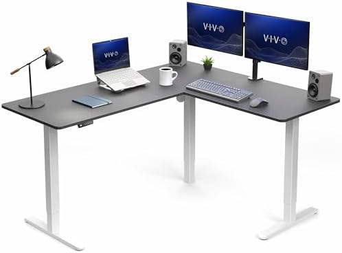 VIVO Black 63 x 55 in Corner Standing Desk, DESK-E3CTWB by VIVO