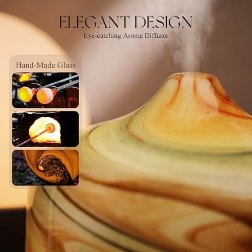 Porseme 500ml Glass Essential Oil Diffuser Aromatherapy Ultrasonic Cool Mist Humidifier 15-21 Running Hours Waterless Auto-Off Air Diffusers for Sleeping Yoga Working Spa(Jupiter) - Image 5