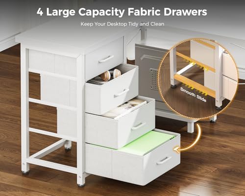 AODK 61" L Shaped Gaming Desk with 4 Drawers and Power Outlets, White - Image 4