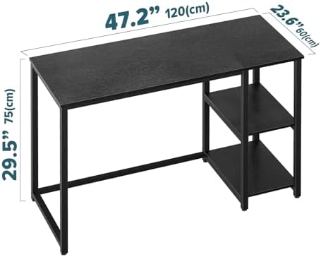 SINPAID 47" Large Gaming Computer Desk with Shelves for Home Office, Black - Image 3