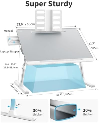 Laptop Lap Desk for Bed, SAIJI X-Large Adjustable Laptop Table - Image 3