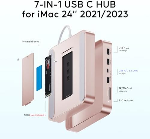 USB C HUB for iMac 24 inch 2021/2023 M1/M3 with M.2 4TB SSD NVMe Enclosure - Image 2