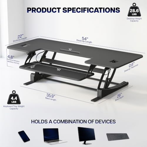 VIVO Black 54 in Standing Desk Converter, DESK-V054V - Image 3