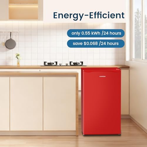 BANGSON Mini Fridge with Freezer 3.2 Cu.Ft for Bedroom and Office Red - Image 5