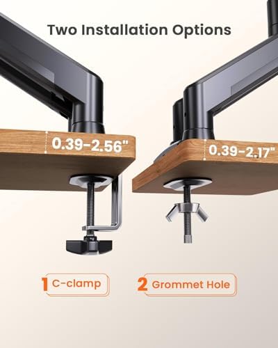 ErGear Dual Monitor Stand up to 33 inches Screen, Load-Bearing Max 22 lbs Each Arm, Adjustable Dual Monitor Mount, Sturdy Steel vesa Monitor Mount with Stable VESA 75x75 100x100mm - Image 6