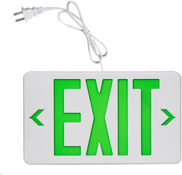 GZRUIYANG Green Exit Sign, LED Emergency Exit Light with Battery Backup, UL Listed, AC 120/277V, Exit Signs with Emergency Lights, Commercial Emergency Lights with Plug, Green by GZRUIYANG