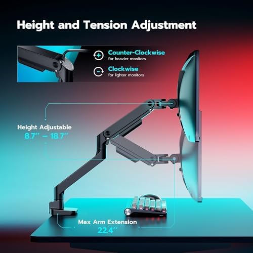 ARES WING Ultrawide Monitor Desk Arm for 17 to 49 Inch Screen, Holds 44 Lbs - Image 5