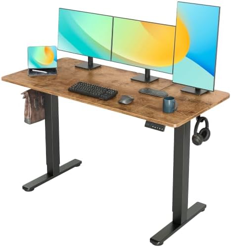 YDN Electric Standing Desk, 55x24 Inch, Rustic Brown by YDN
