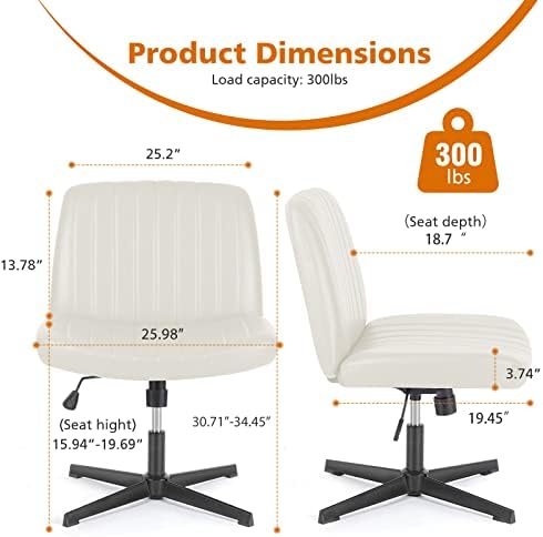 Sweetcrispy Criss Cross Office Chair, Vanity Chair No Wheels, Faux Leather - Image 2