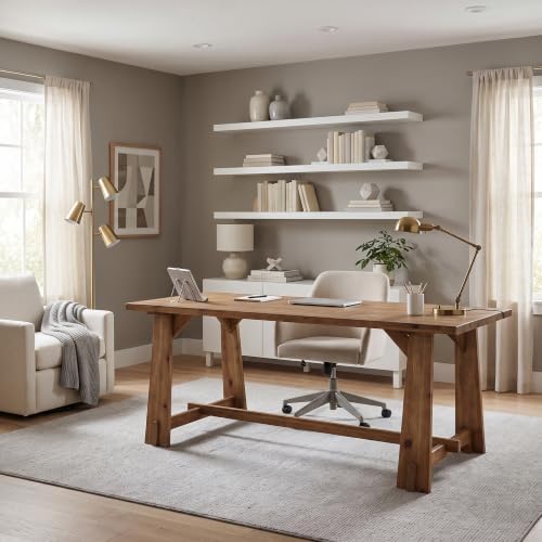 LITTLE TREE 63" Long Large Wood Desks, Farmhouse Office Desk - Image 6
