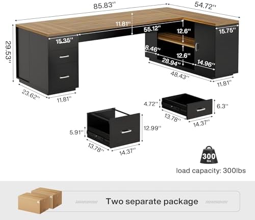 Tribesigns 85.8-Inch L-Shaped Executive Desk, Extra Large Home Office Desk - Image 2