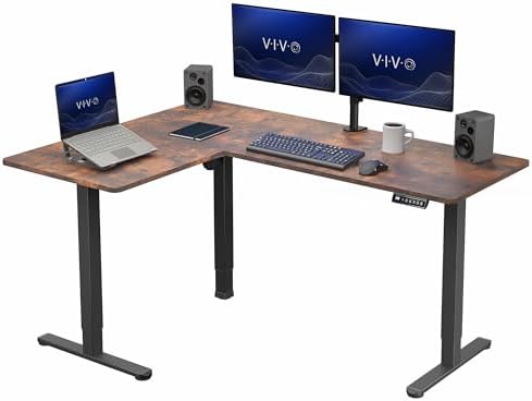 VIVO Rustic Vintage Brown 63 x 47 in Corner Standing Desk, DESK-E3CTN-47 by VIVO