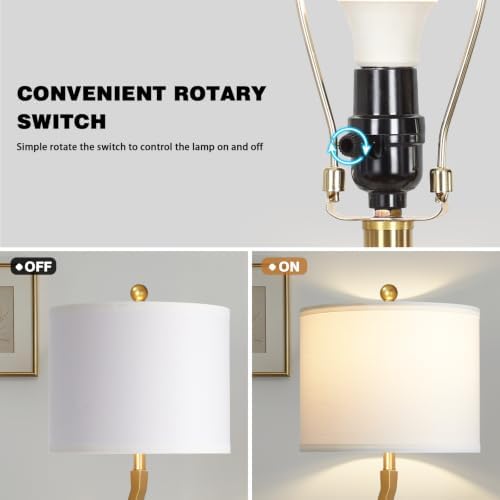 CINSARY 30" Tall White and Gold Table Lamps Set of 2 for Living Room - Image 3